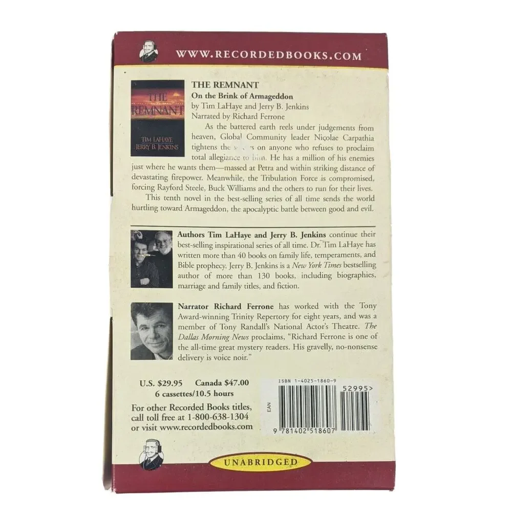 The Remnant Unabridged Audiobook by Tim LaHaye Jerry B Jenkins Cassette Tape